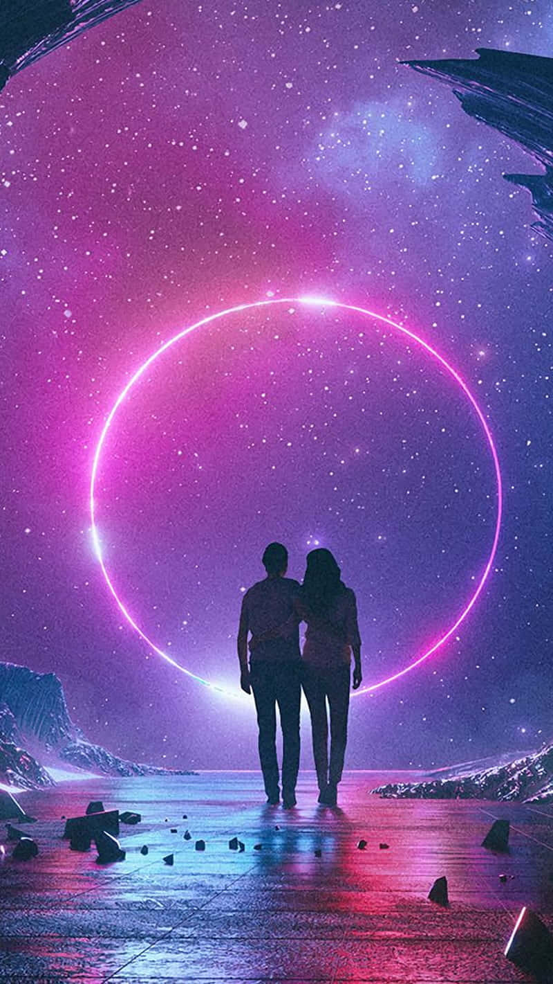 Romantik Pembe Mor Uzay Duvar Kağıdı