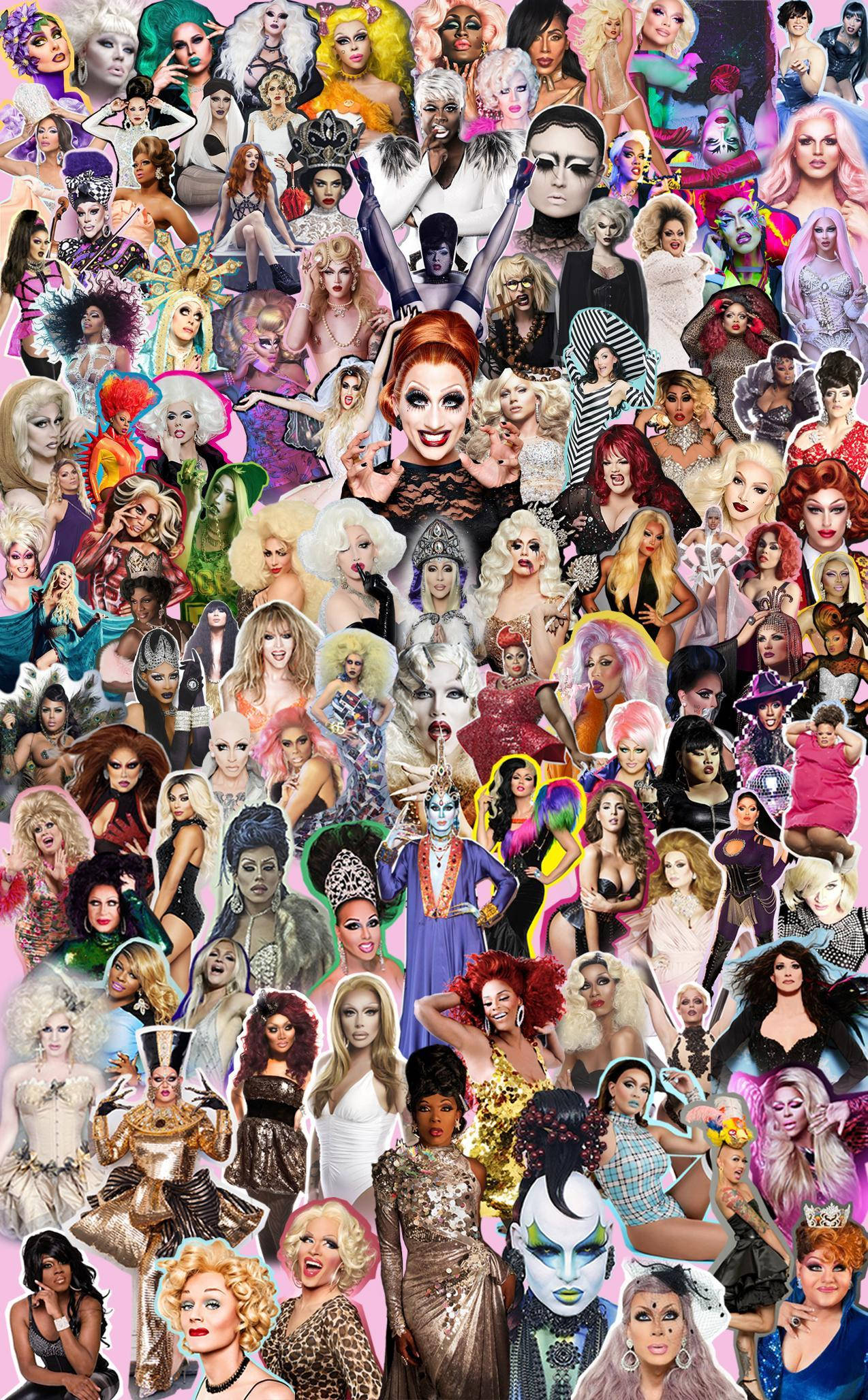 RuPaul'un Drag Yarışı Kolajı Duvar Kağıdı