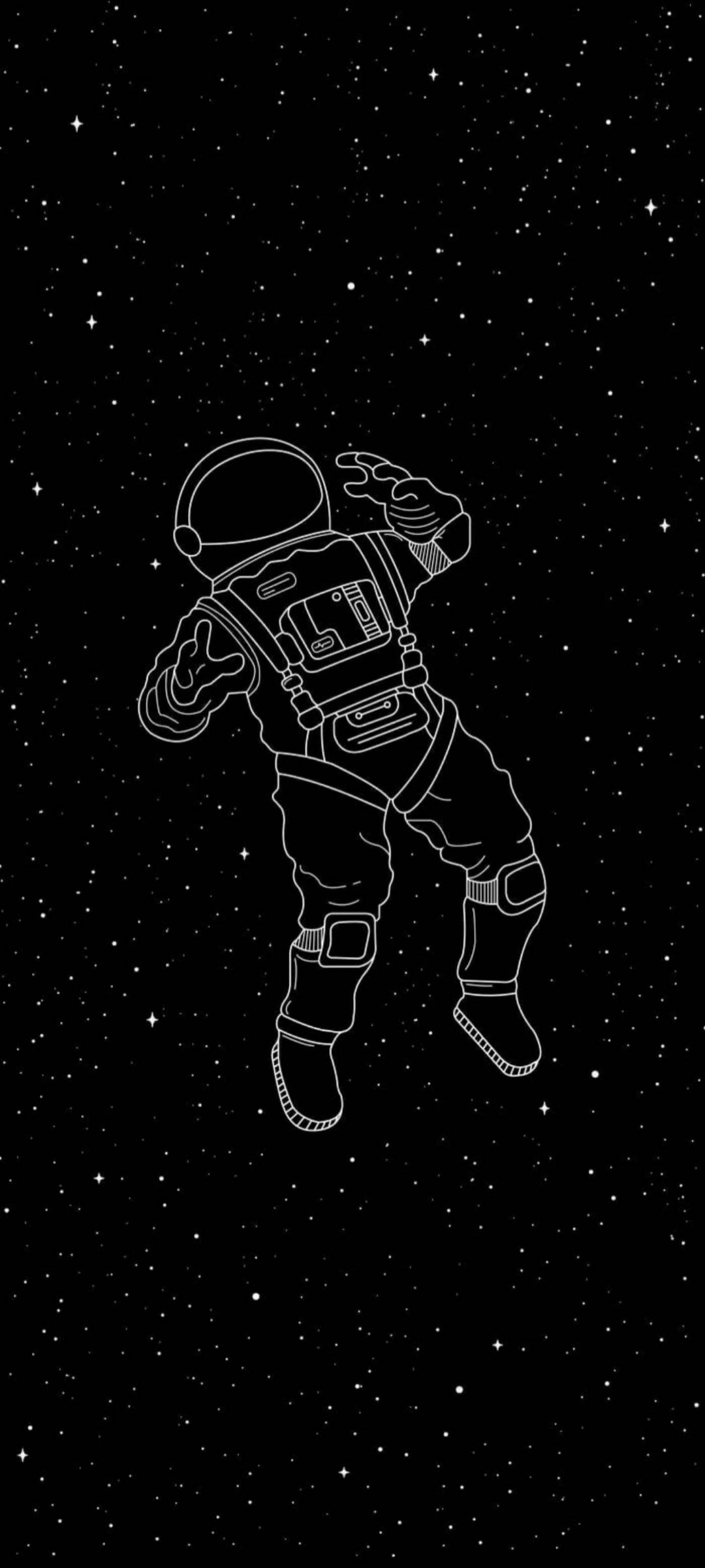 S10+ Siyah Beyaz Astronot Duvar Kağıdı