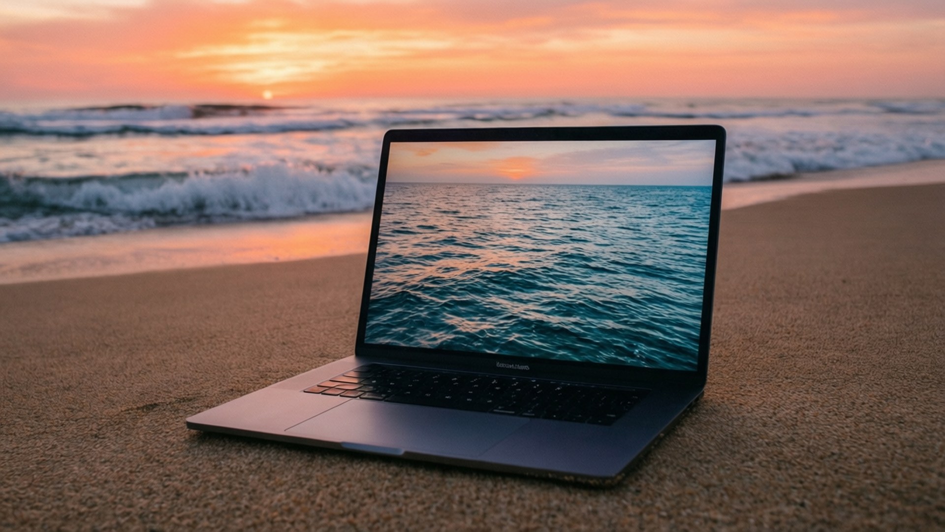 Sahilde Gün Doğumu MacBook Duvar Kağıdı