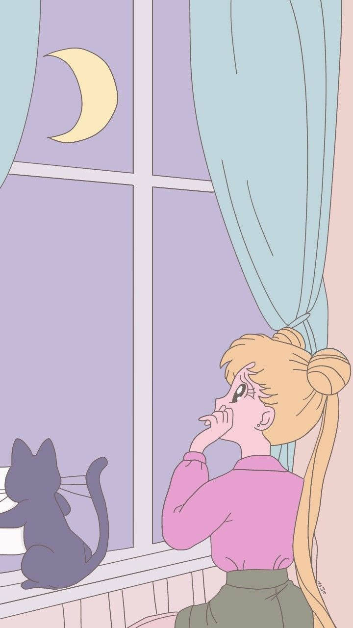 Sailor Moon Yumuşak Estetik Duvar Kağıdı