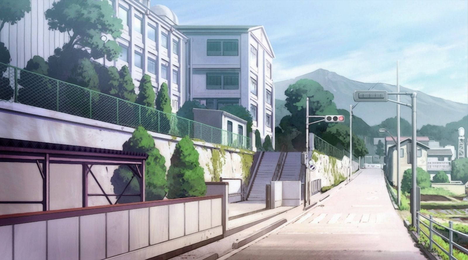 Saki Kiyosumi Lisesi Anime Okul Manzarası Duvar Kağıdı