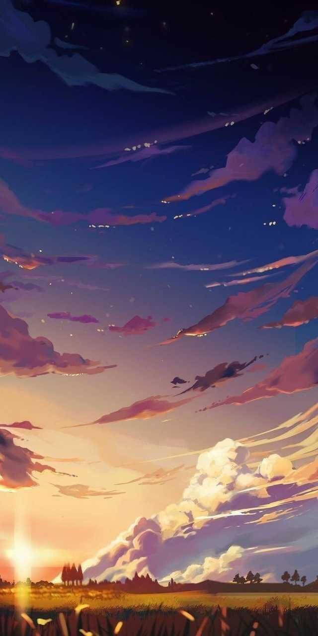 Sakin Estetik Anime Gökyüzü Duvar Kağıdı