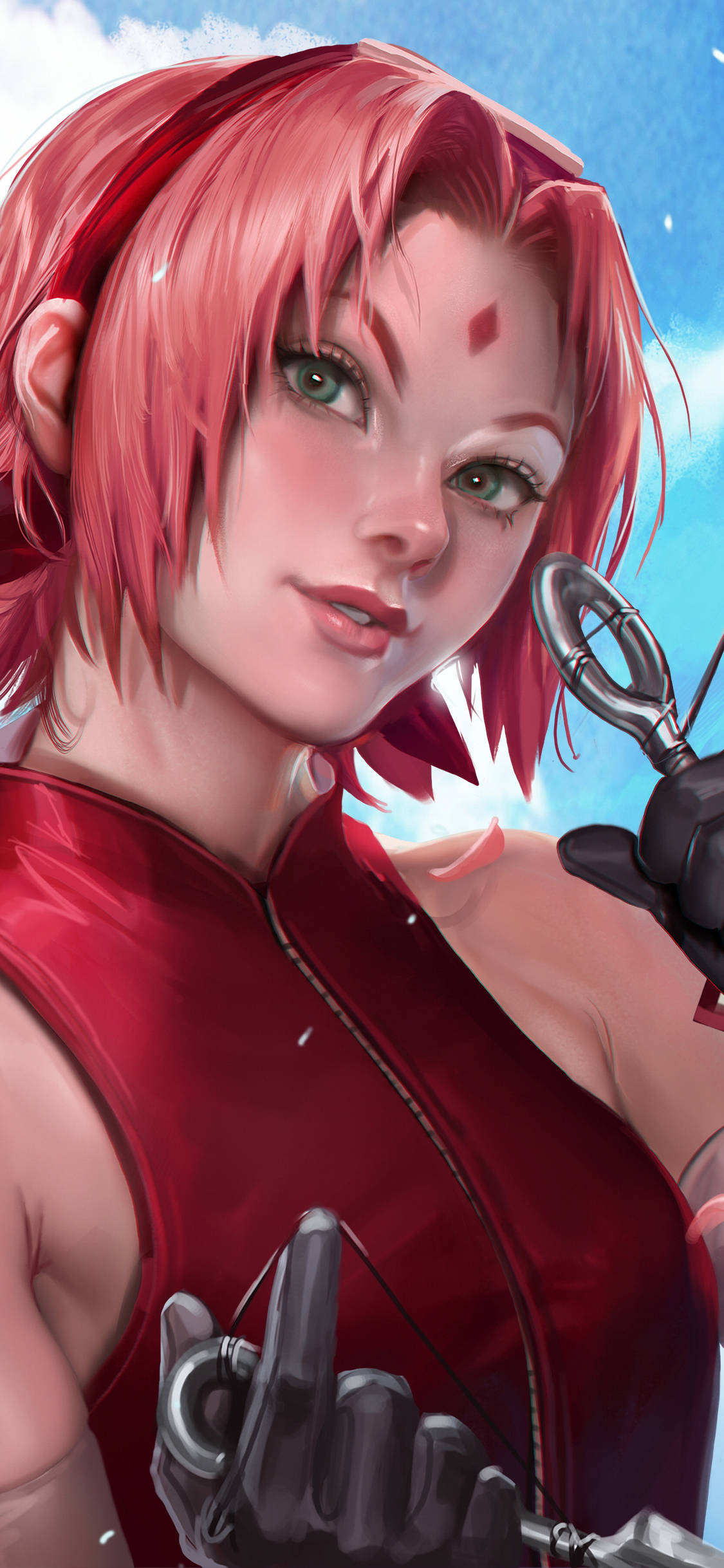 Sakura Haruno Gerçekçi Çizim Duvar Kağıdı