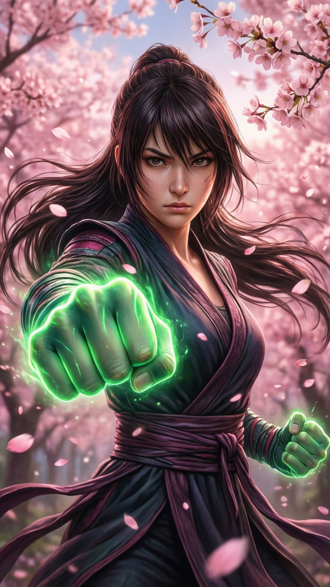 Sakura Kiraz Çiçeği Yumruğu Duvar Kağıdı