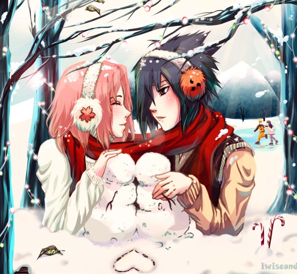 Sakura ve Sasuke Noel Çift Fotoğrafı Duvar Kağıdı