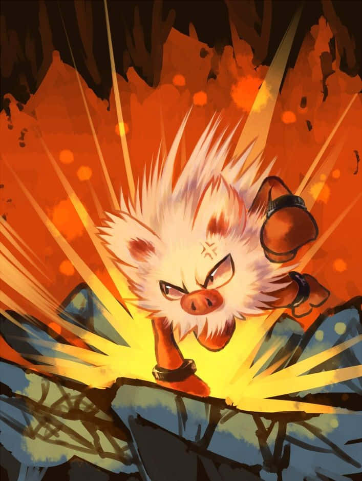 Saldırgan Primeape Pokemon Yumruk Atıyor Duvar Kağıdı