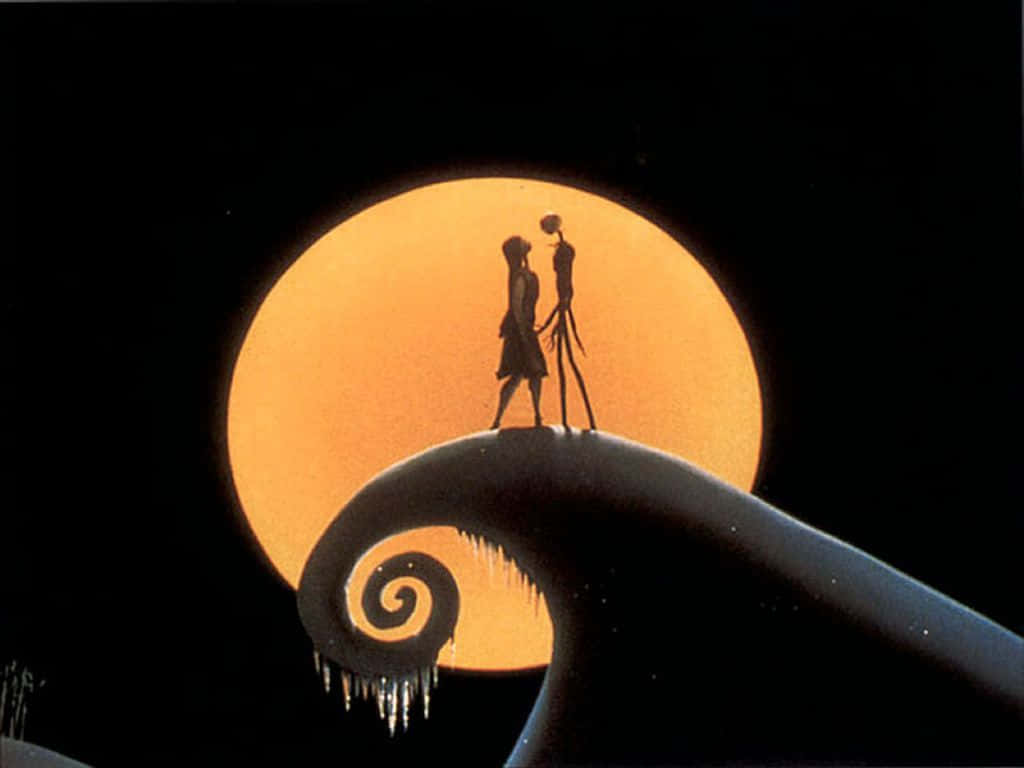 Sally ve Jack'in Silueti Nightmare Before Christmas Duvar Kağıdı