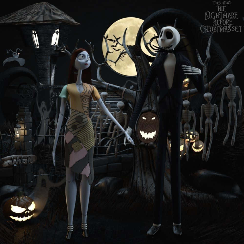Sally ve Jack Nightmare Before Christmas Duvar Kağıdı