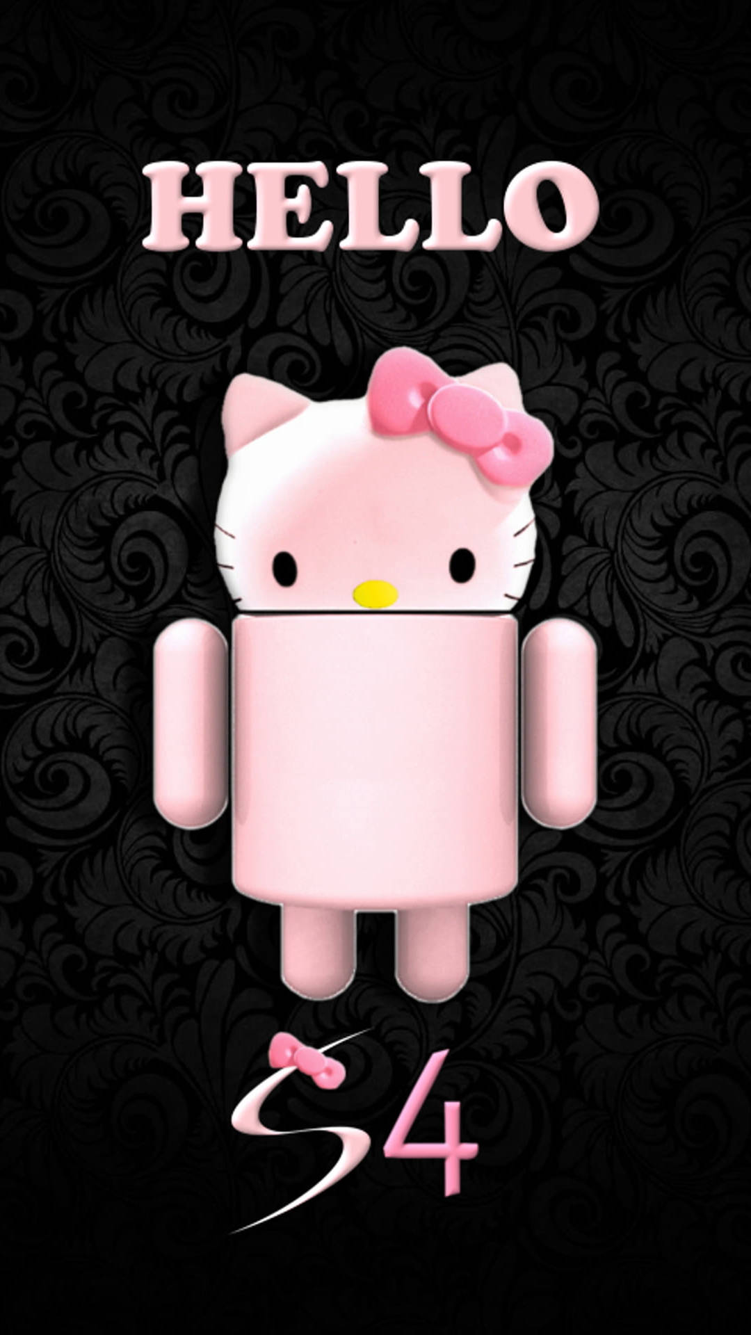 Samsung Galaxy S4 Siyah Hello Kitty Duvar Kağıdı