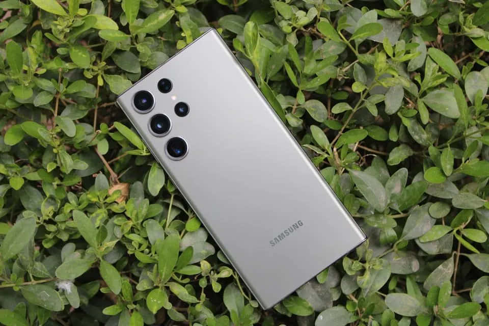 Samsung S23 Ultra Yeşil Yapraklar Arasında Duvar Kağıdı