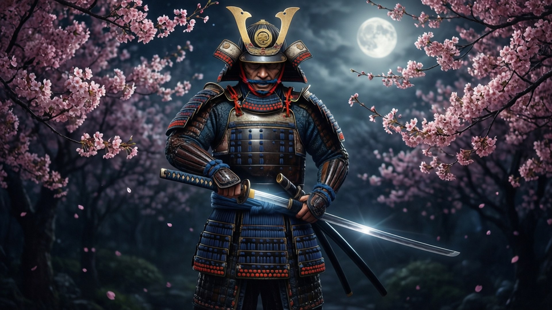 Samurai Ay Işığı OLED Duvar Kağıdı