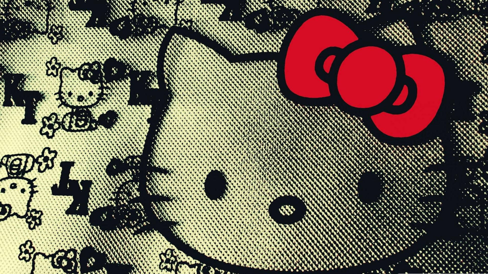 Sanatsal Siyah Hello Kitty Duvar Kağıdı