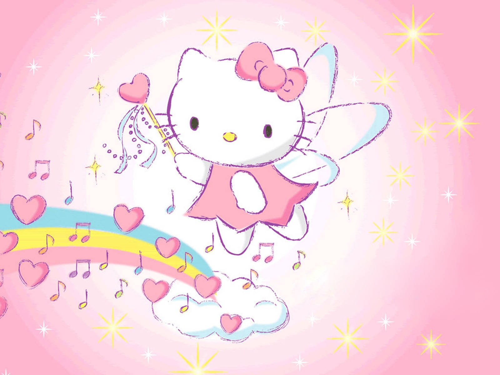 Sanrio Masaüstü Hello Kitty Müzik Perisi Duvar Kağıdı