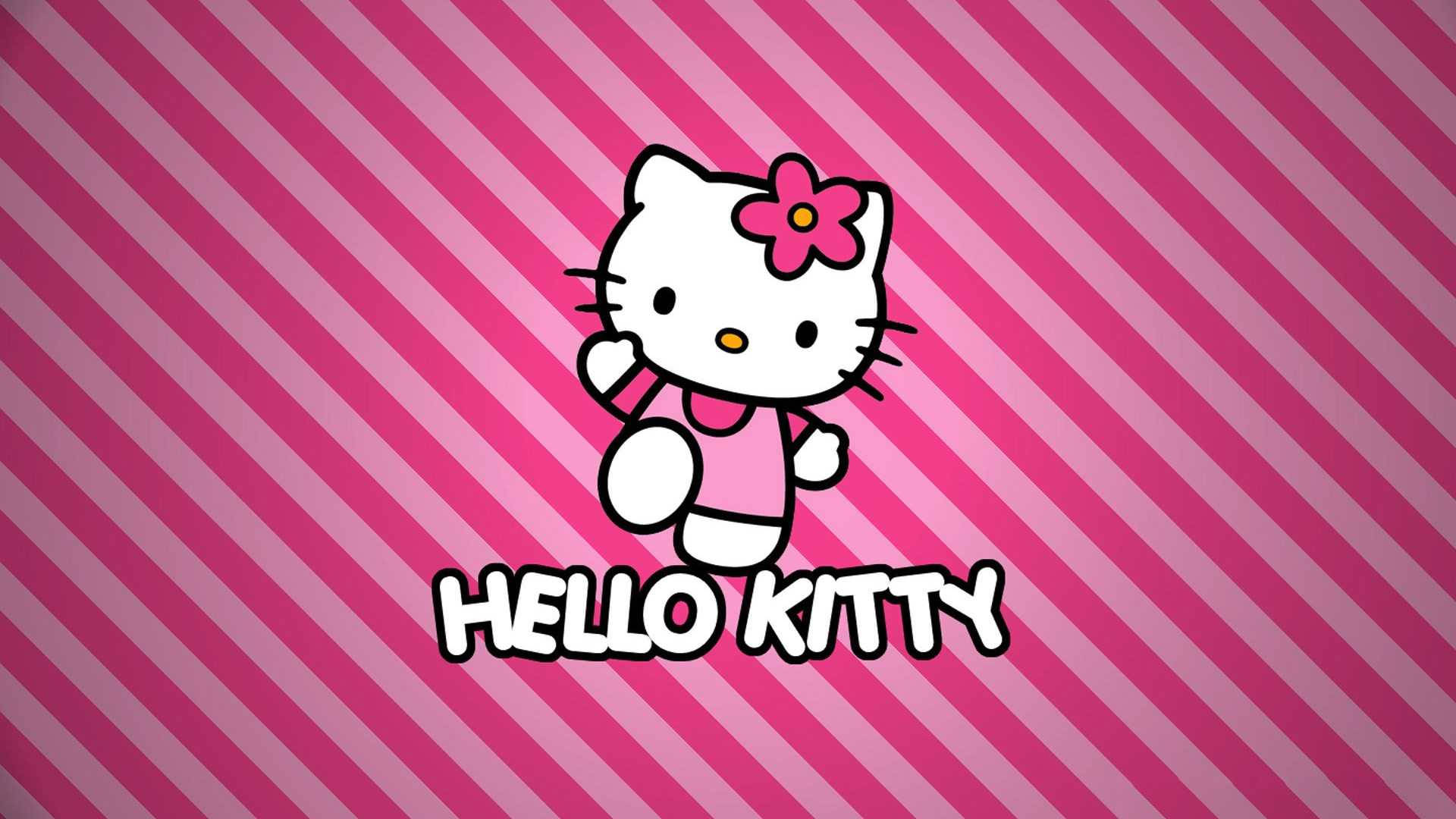 Sanrio Masaüstü Hello Kitty Pembe Çizgili Arka Plan Duvar Kağıdı