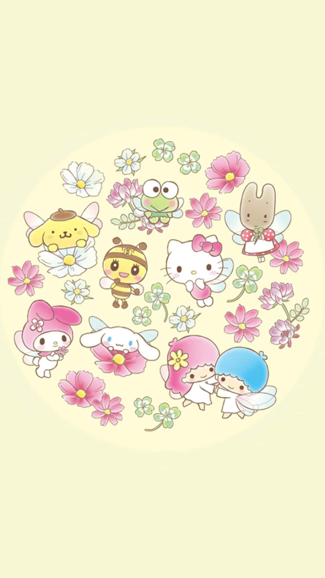 Sanrio PFP Çiçekli Duvar Kağıdı