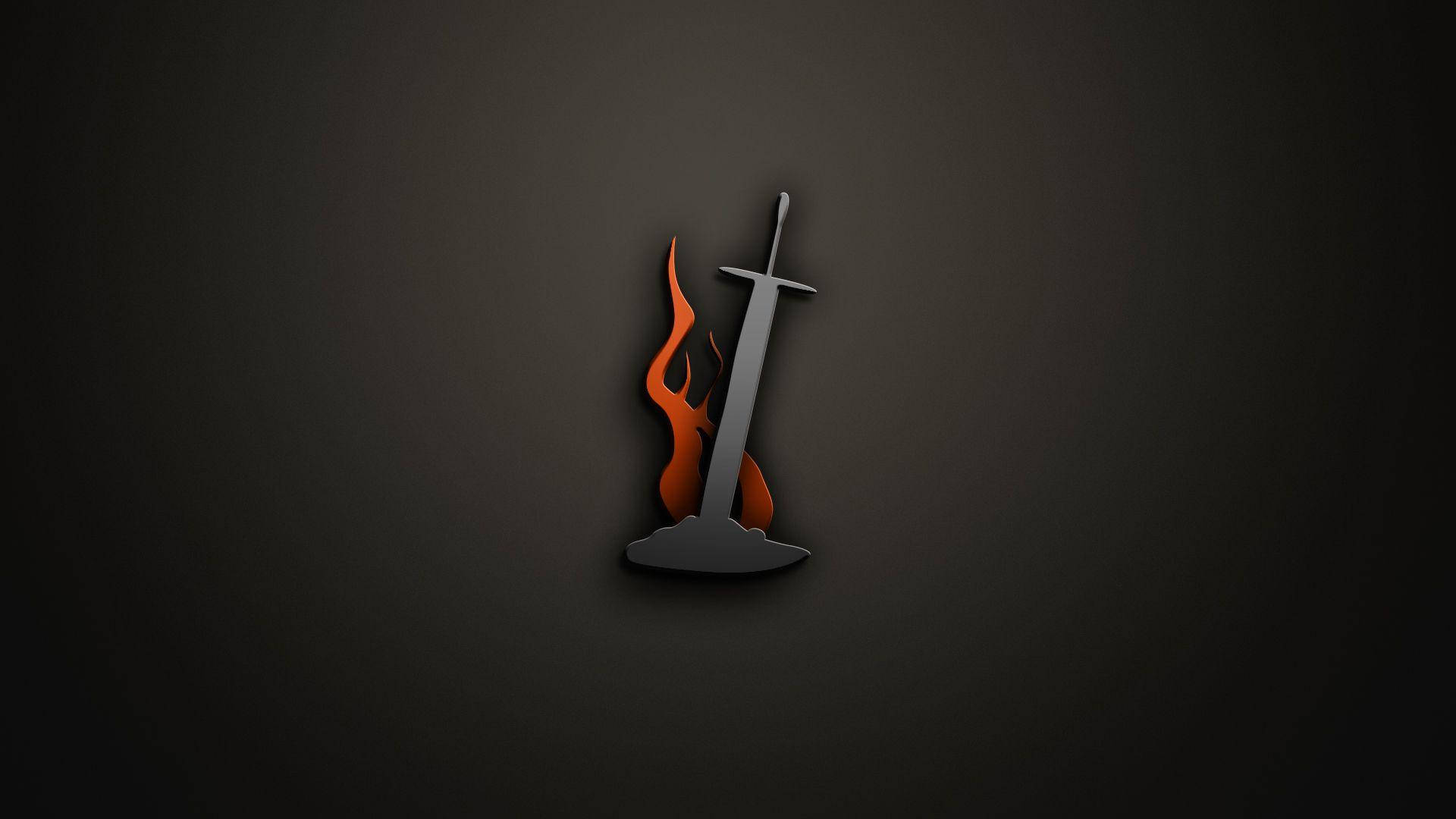 Saplanmış Alevli Kılıç Oyun Logosu duvar kağıdı