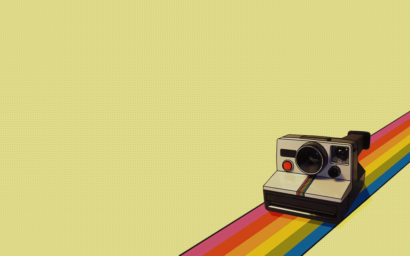 Sarı Pastel Gökkuşağı Simgesi Polaroid Kamera Resmi Duvar Kağıdı