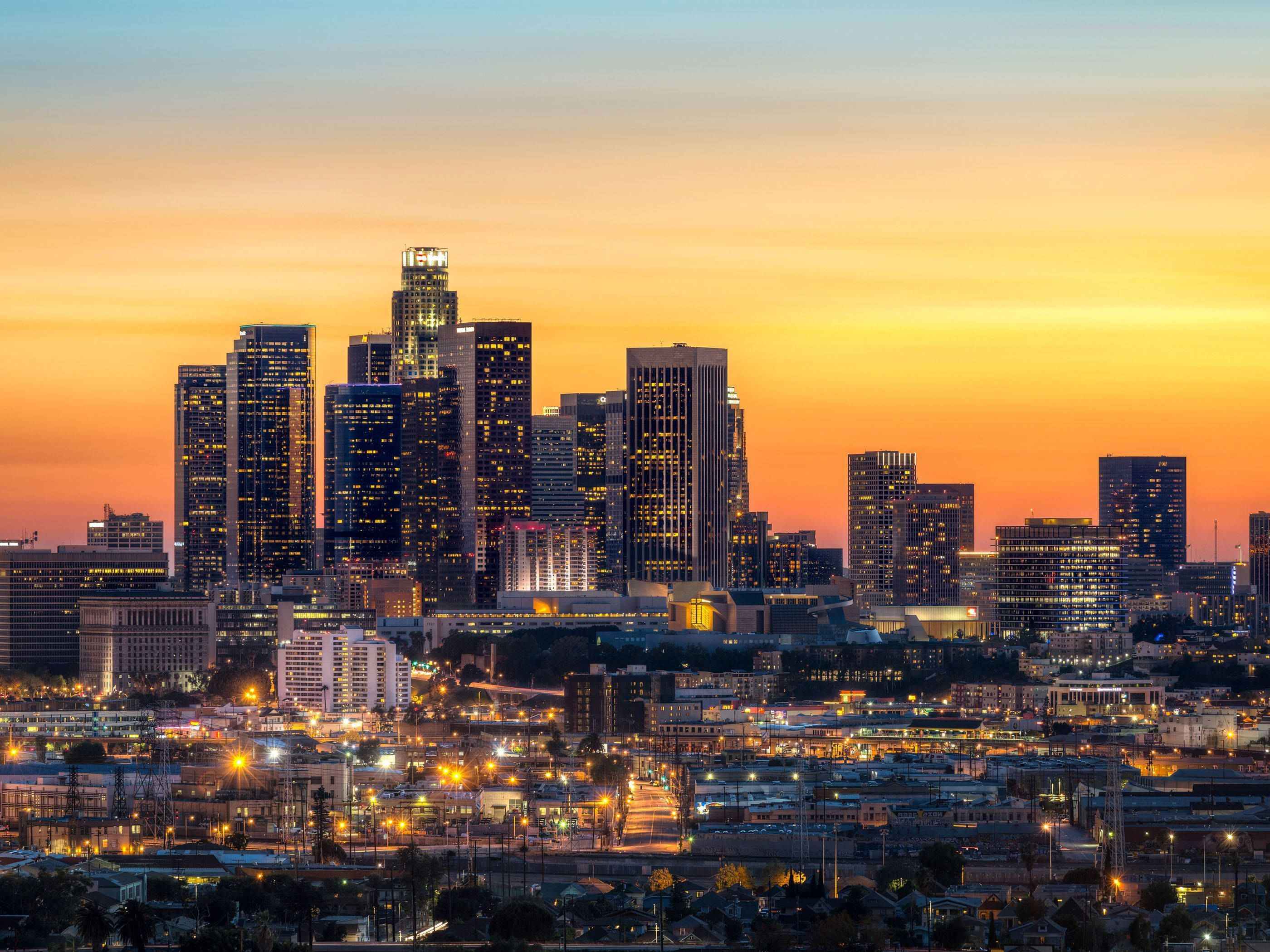 Sarı Turuncu Los Angeles Gün Batımı Duvar Kağıdı
