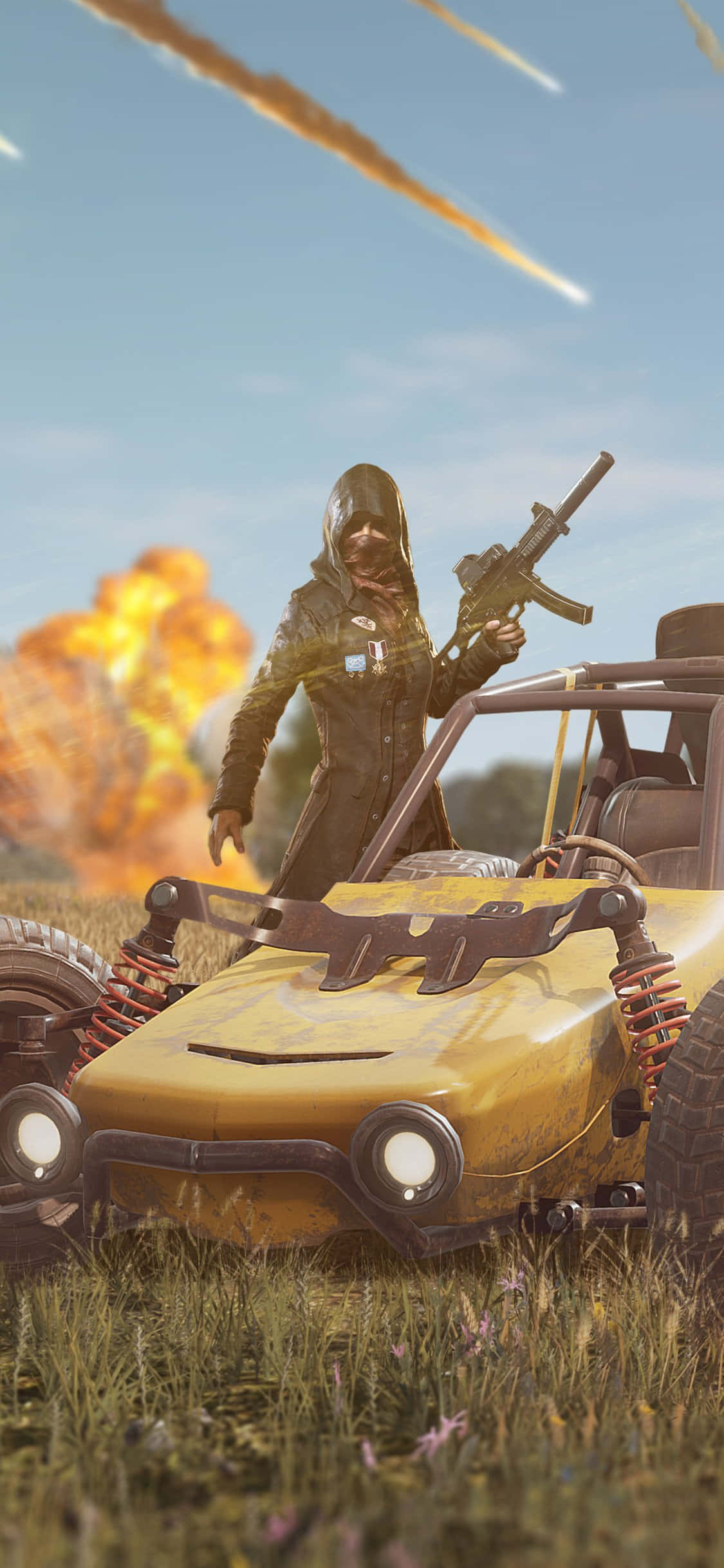 Sarı Yarış Arabası PUBG iPhone Duvar Kağıdı