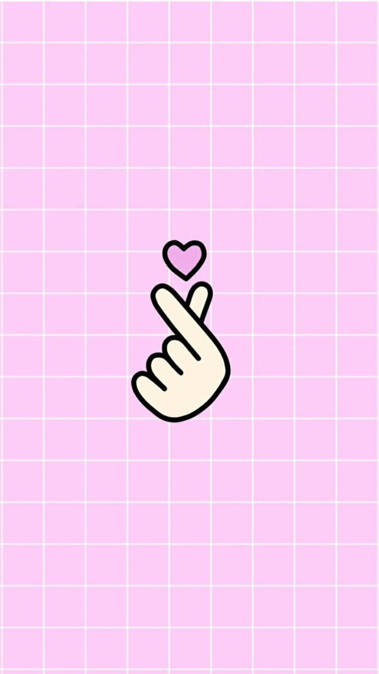 Saranghae Kalp Pembe Izgara Üzerinde Duvar Kağıdı