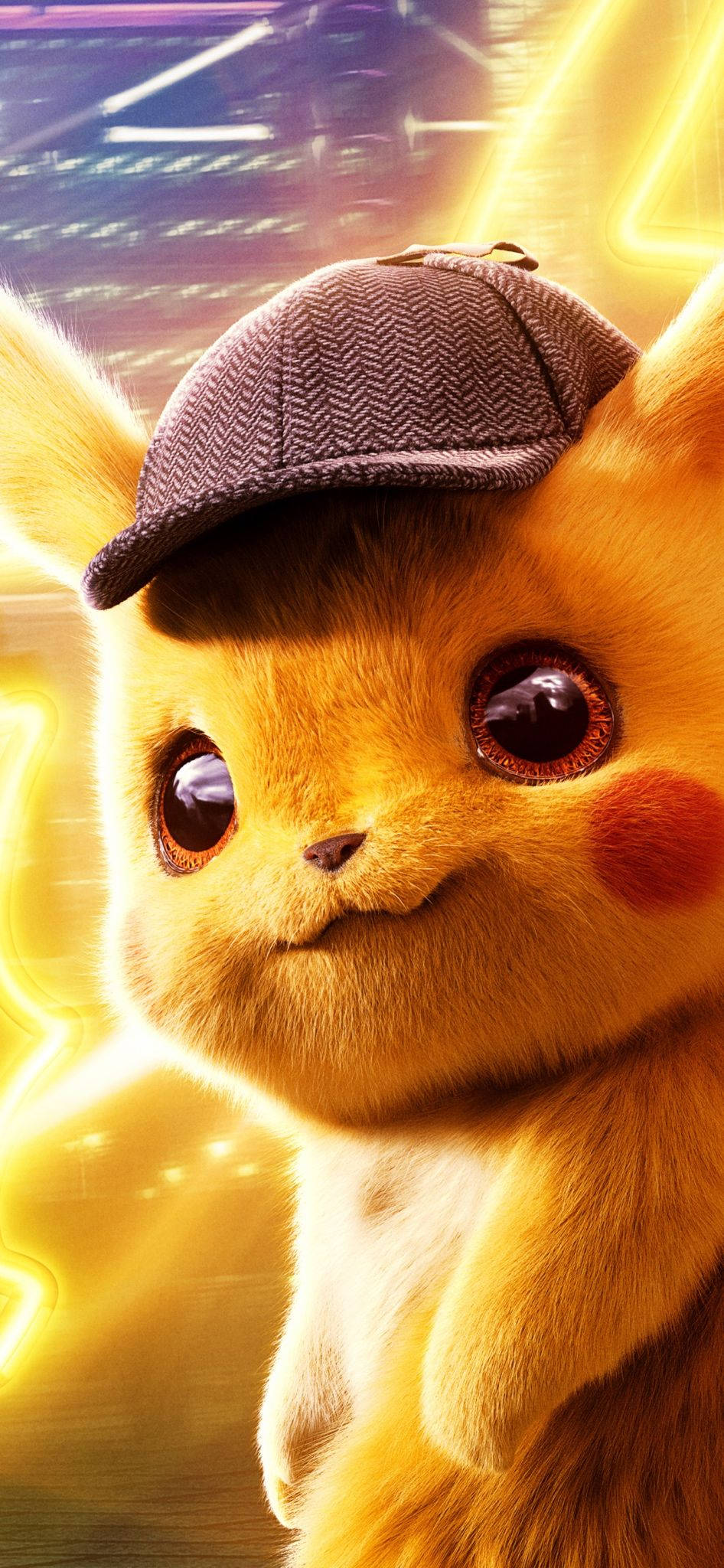 Sarı Neon Işıklı Dedektif Pikachu Duvar Kağıdı