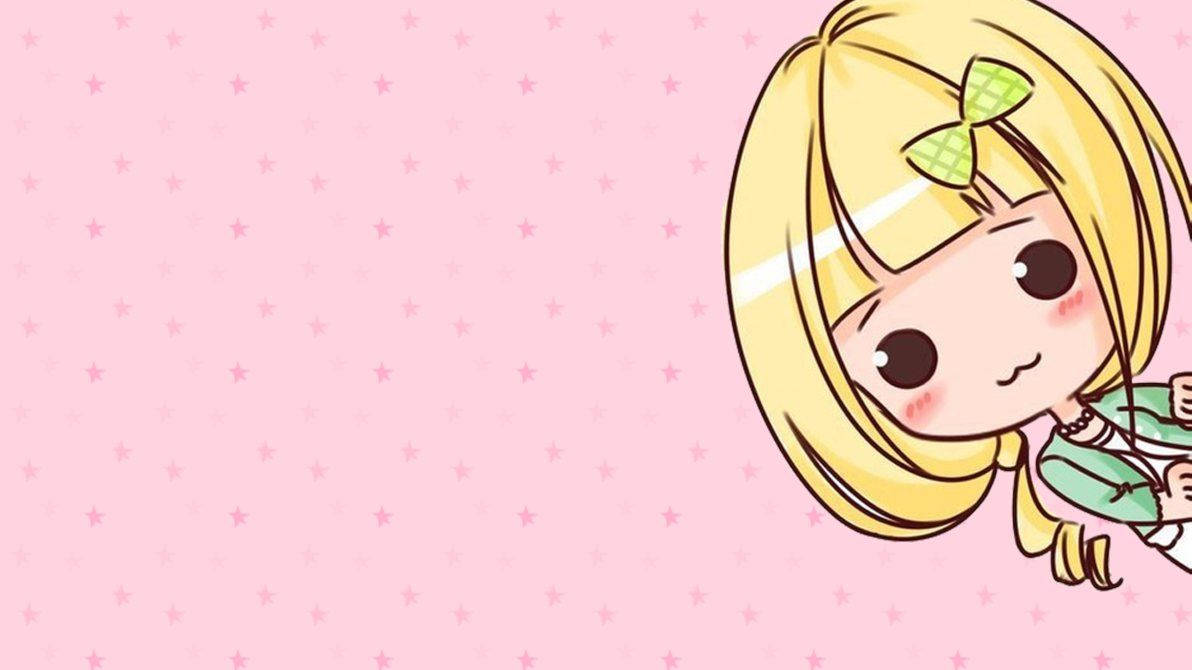 Sarı saçlı kawaii kız duvar kağıdı.