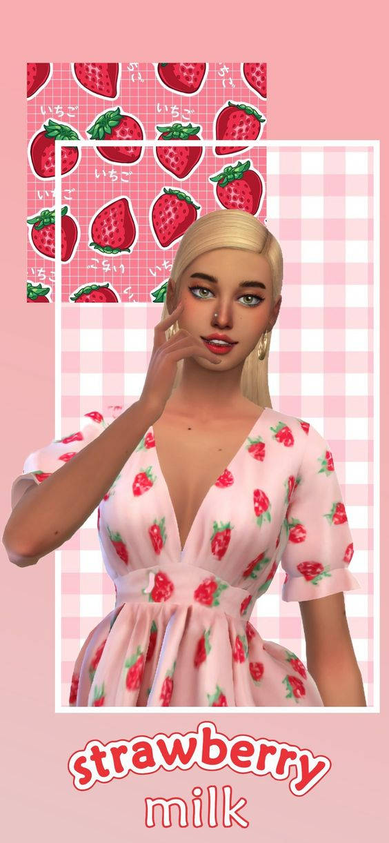 sassysims'den sütte çilek Duvar Kağıdı