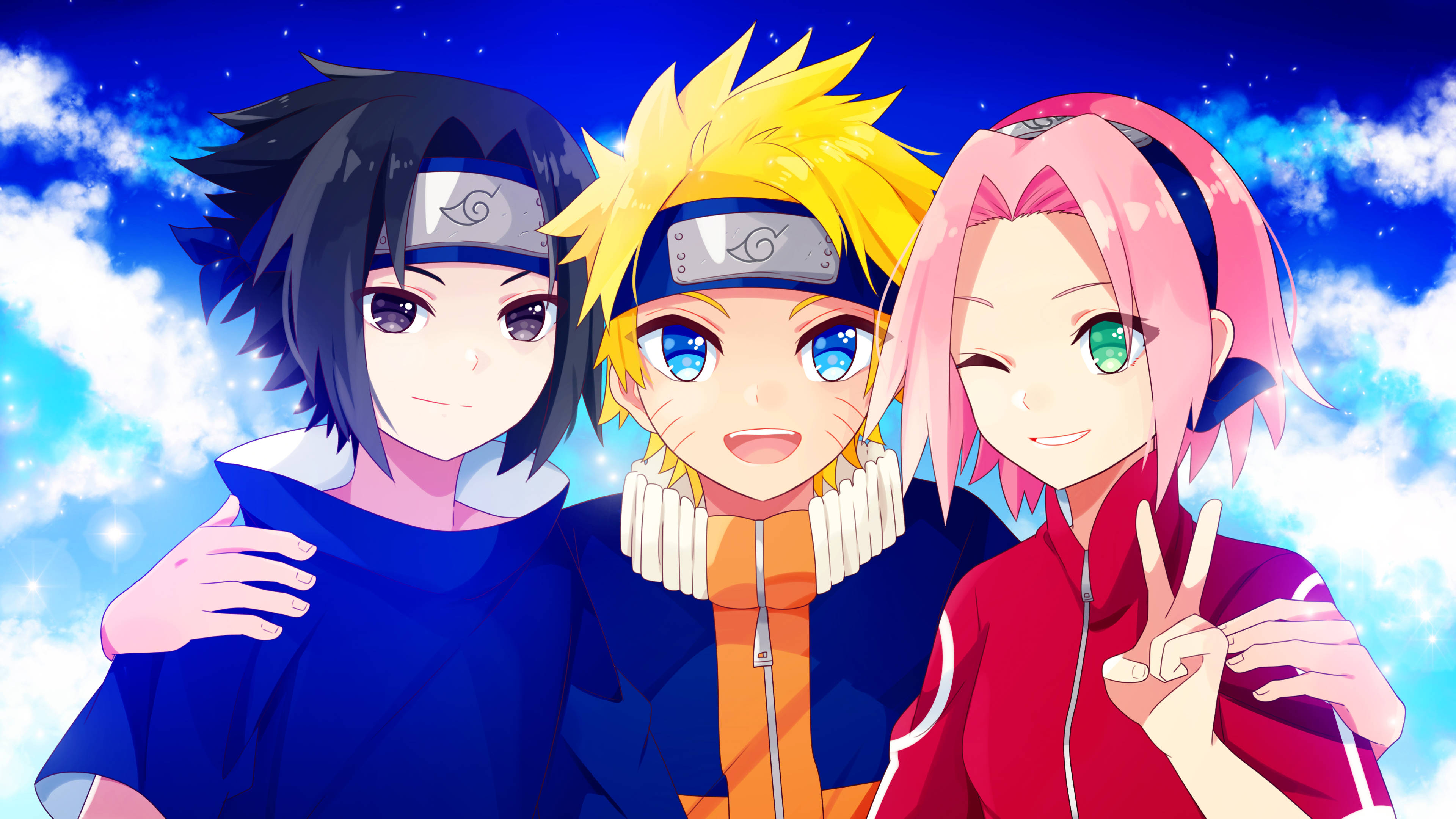 Sasuke, Naruto ve Sakura 4K Duvar Kağıdı