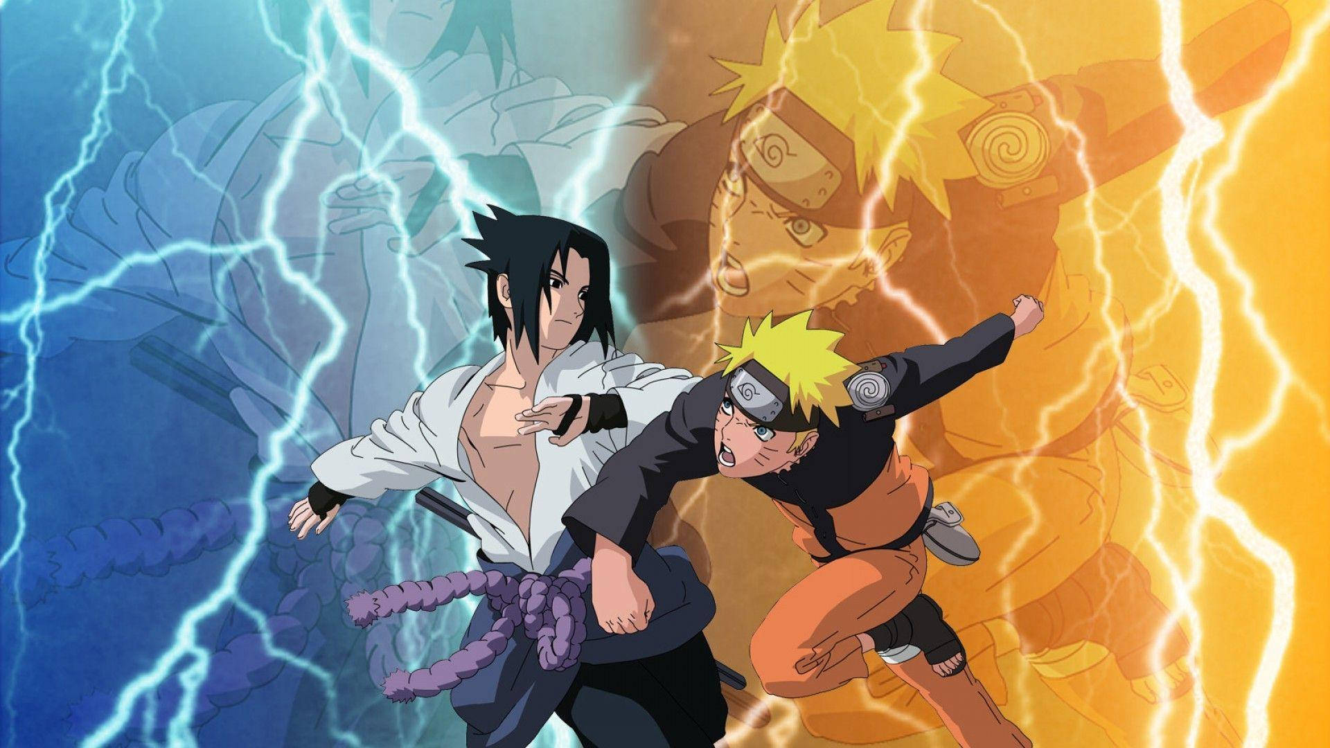 Sasuke Naruto'ya Karşı Dizüstü Bilgisayar İllüstrasyonu Duvar Kağıdı