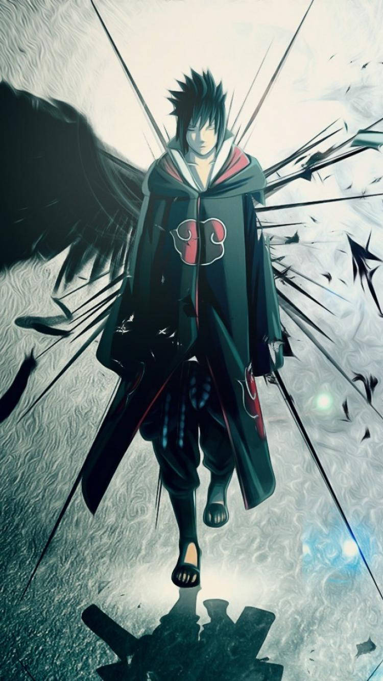Sasuke Uchiha'nın Akatsuki cübbesi giydiği duvar kağıdı.
