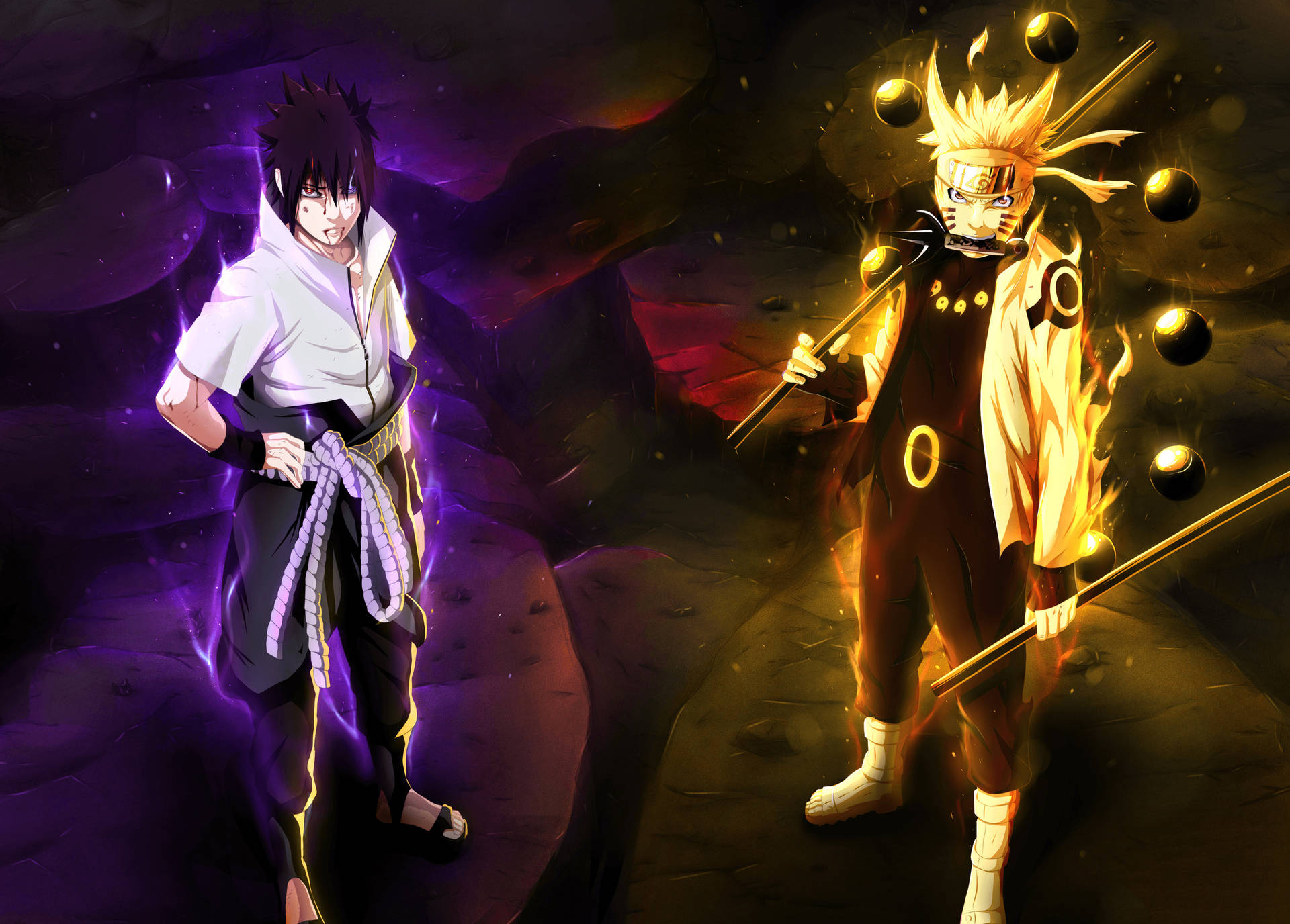 Sasuke ve Naruto 4K aura duvar kağıdı