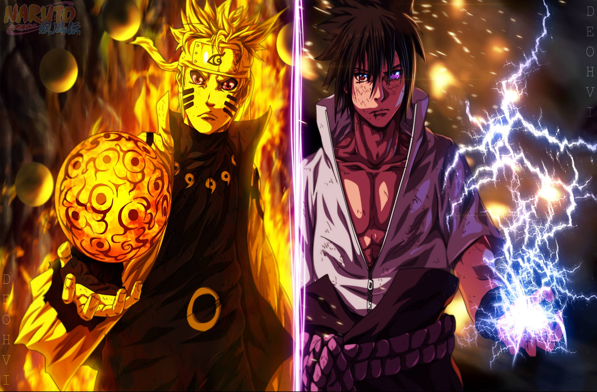 Sasuke ve Naruto Teknikleri duvar kağıdı.