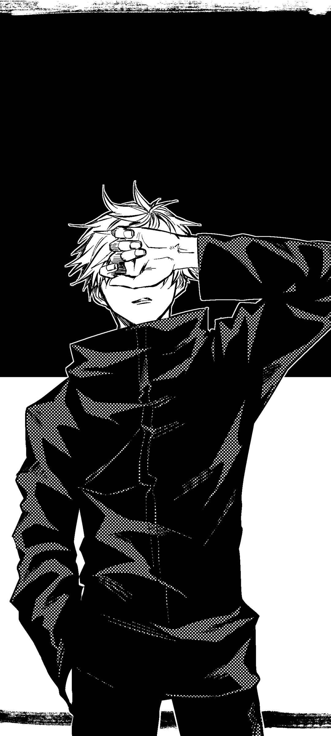 Satoru Gojo Monokrom Sanat Jujutsu Kaisen Telefon Duvar Kağıdı
