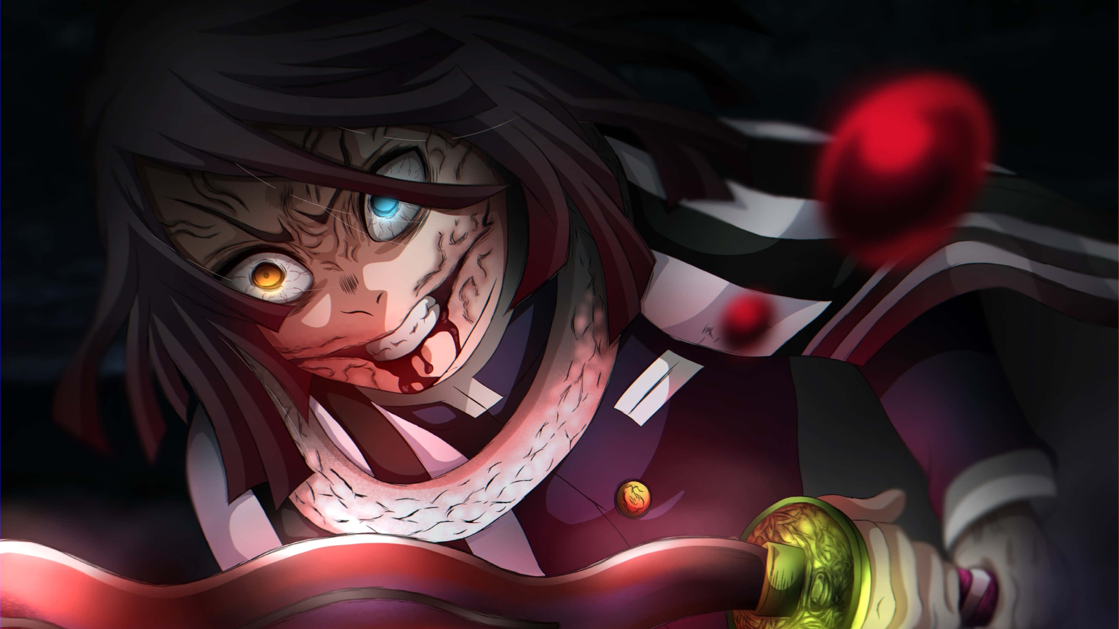 Savaşa hazır! Demon Slayer Mitsuri Kanroji, diğer avcı Shinobu Kocho ile birlikte. Duvar Kağıdı