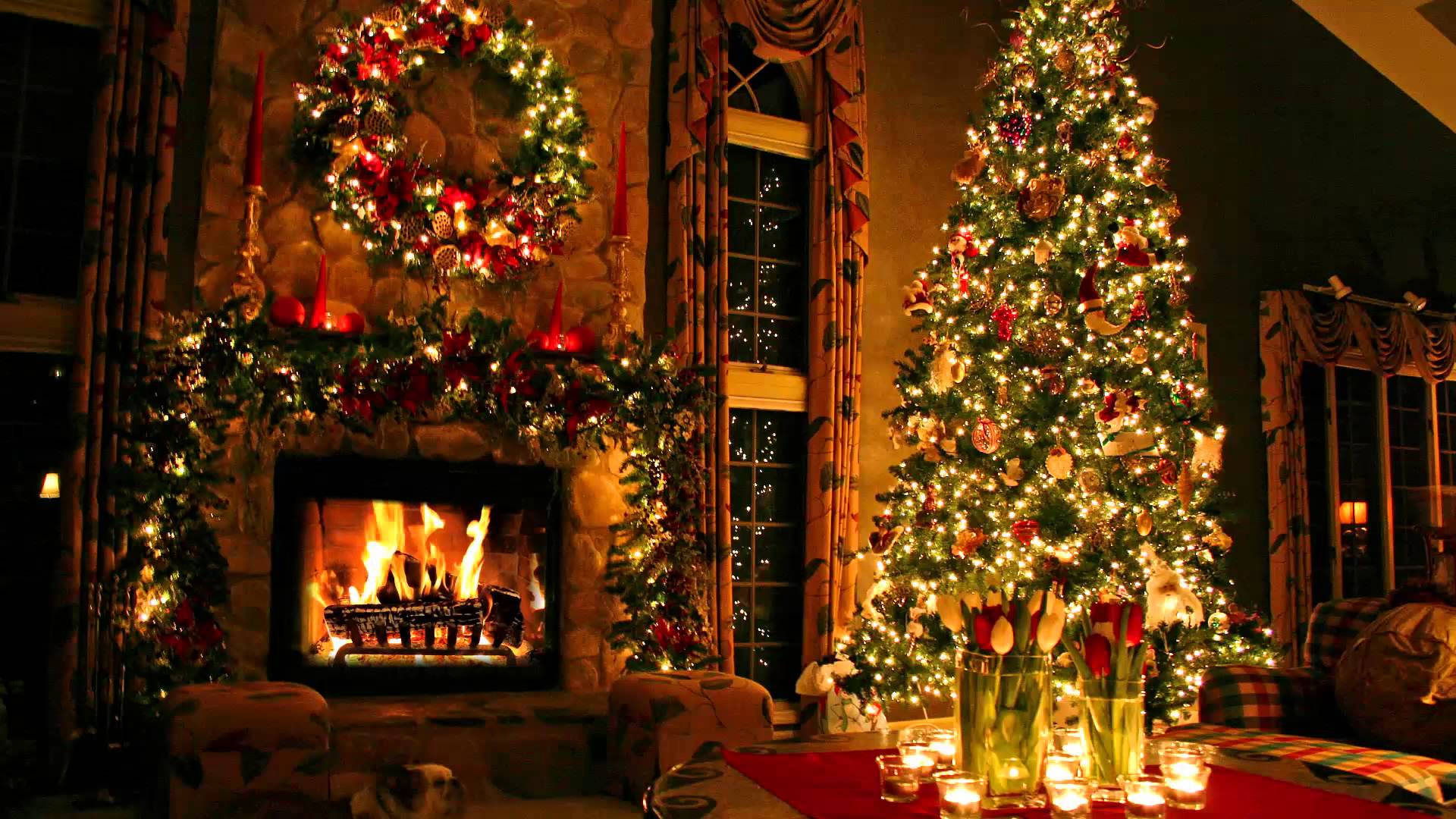 Sıcacık bir Noel'in keyfini, ışıldayan bir ağaçla çıkarın. Duvar Kağıdı