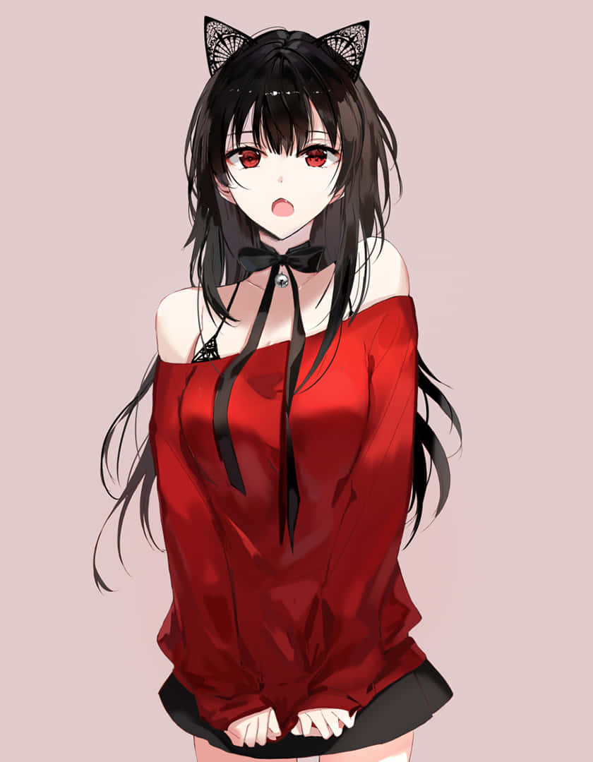 Sıcak Anime Kızı Kırmızı Gözler Duvar Kağıdı
