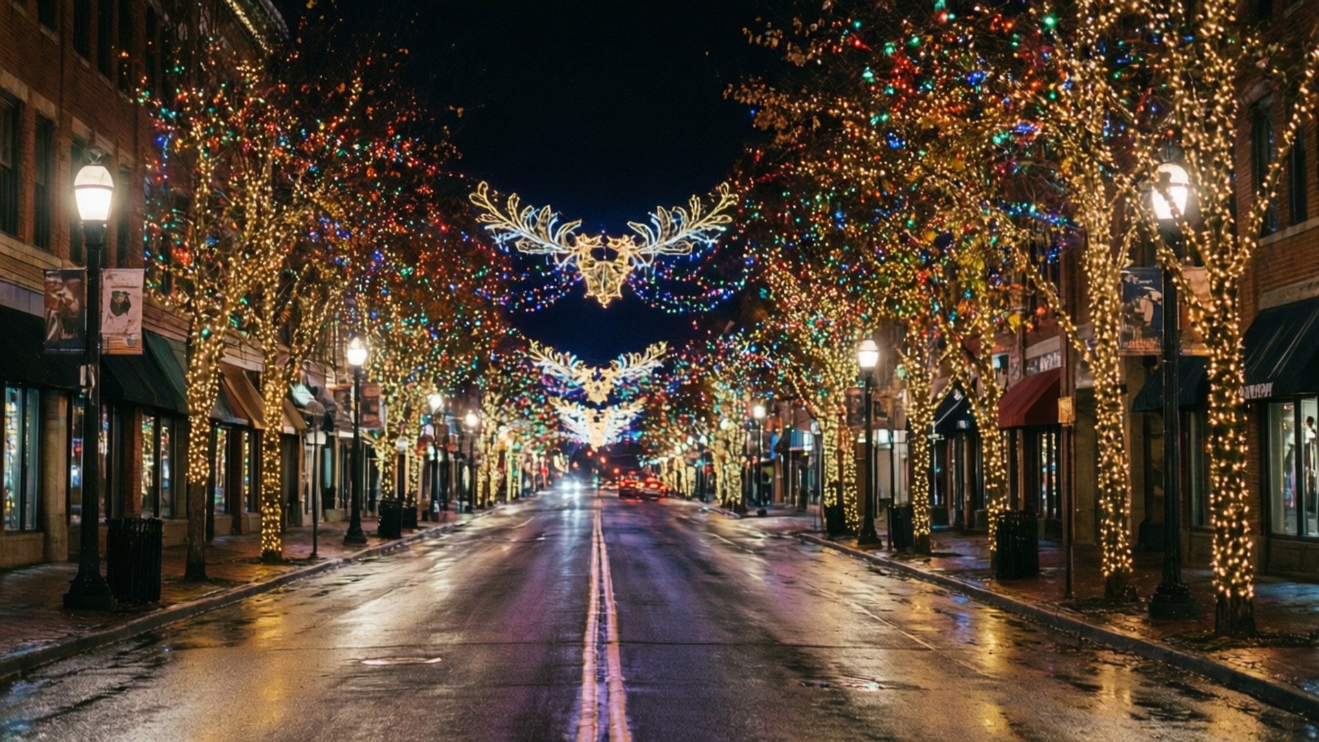Şehir Noel Işıkları Duvar Kağıdı