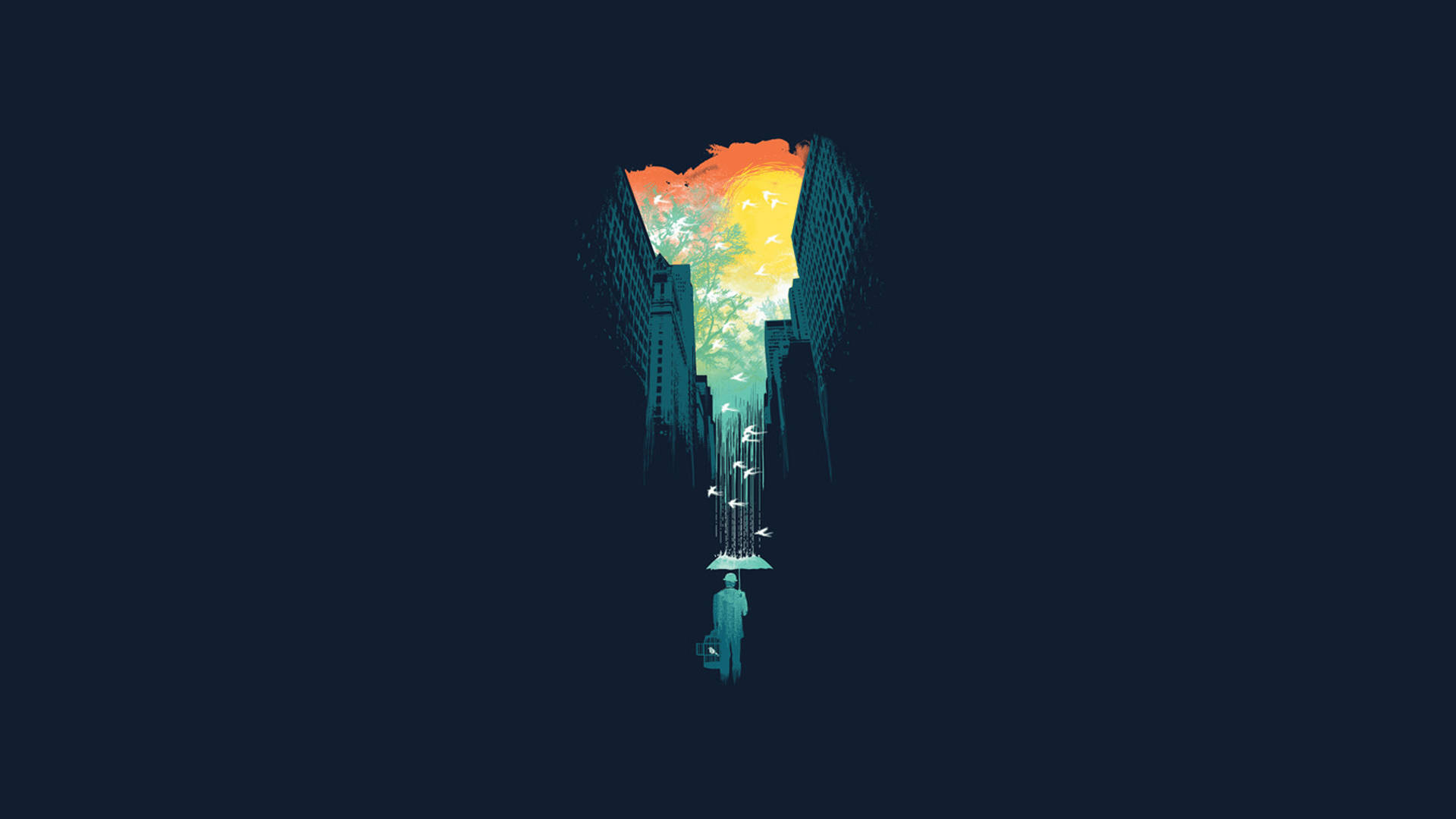 Şehirde Minimalist Adam Duvar Kağıdı
