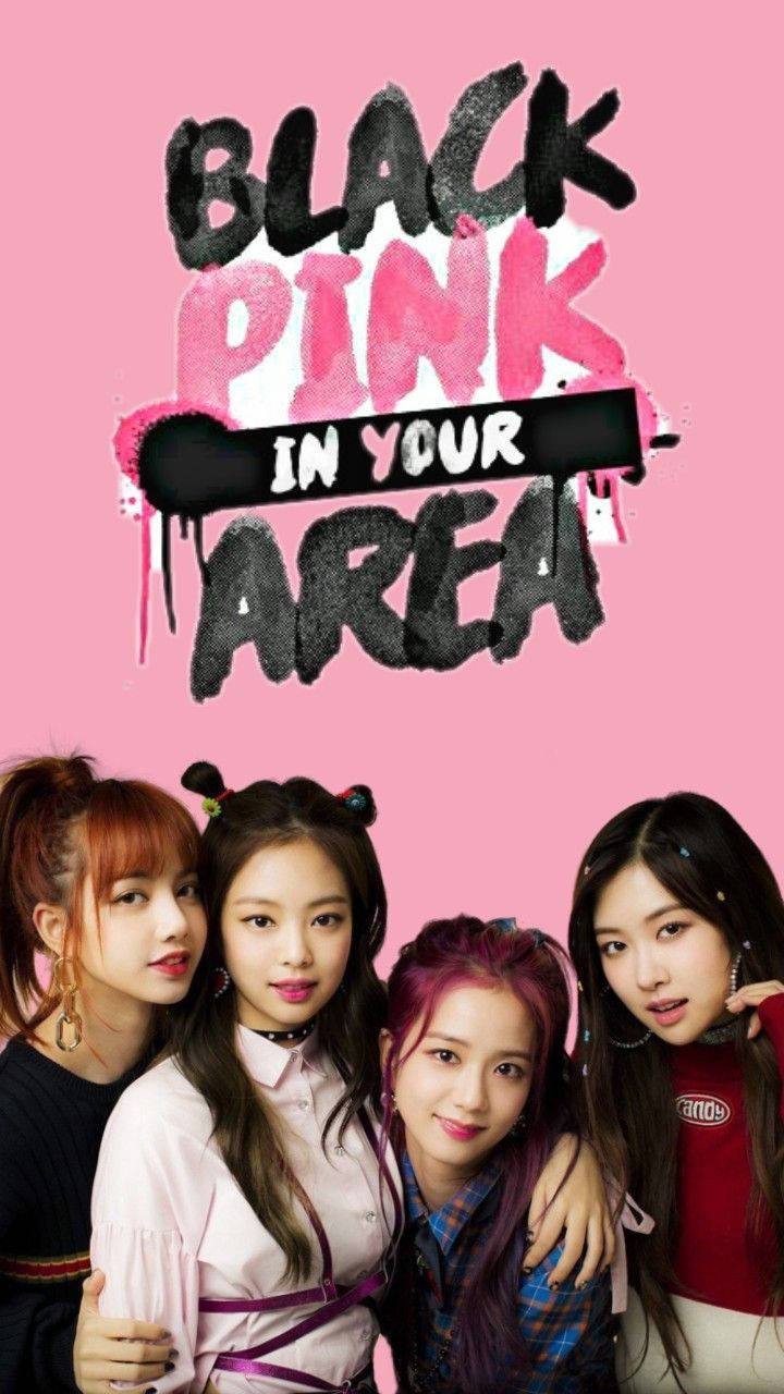 Graffiti tarzı 'Blackpink In Your Area' yazılı Blackpink üyeleri duvar kağıdı