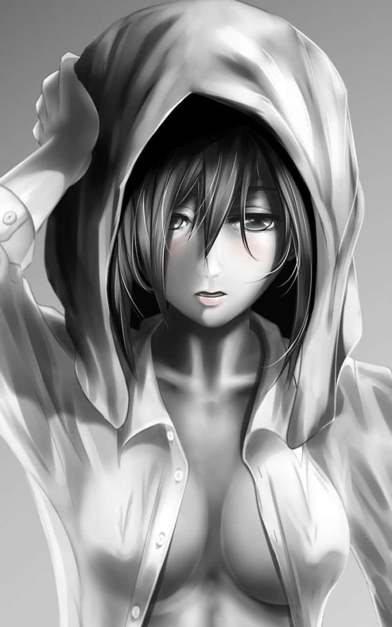 Seksi Anime Mikasa Havlu Çizimi Duvar Kağıdı