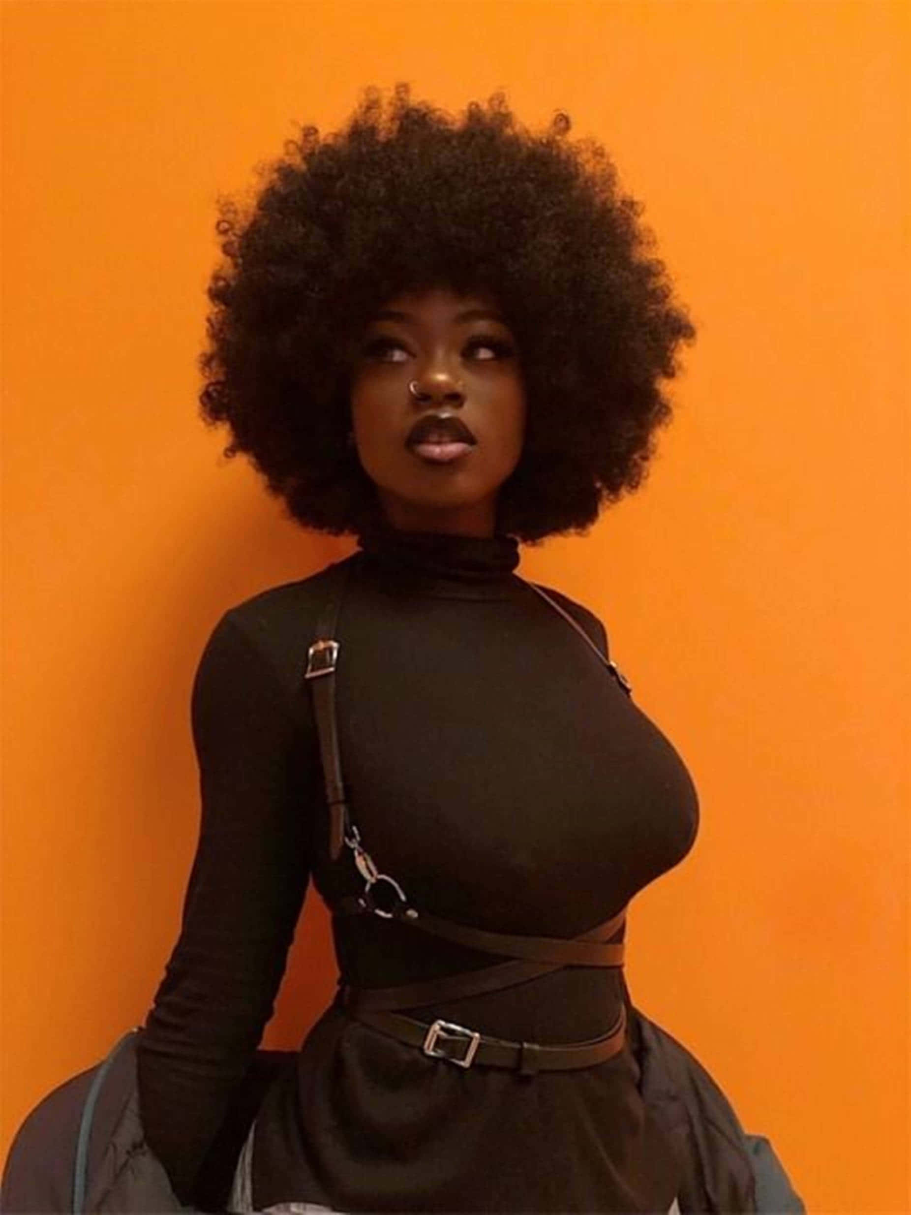 Seksi Siyah Kadın Afro Duvar Kağıdı