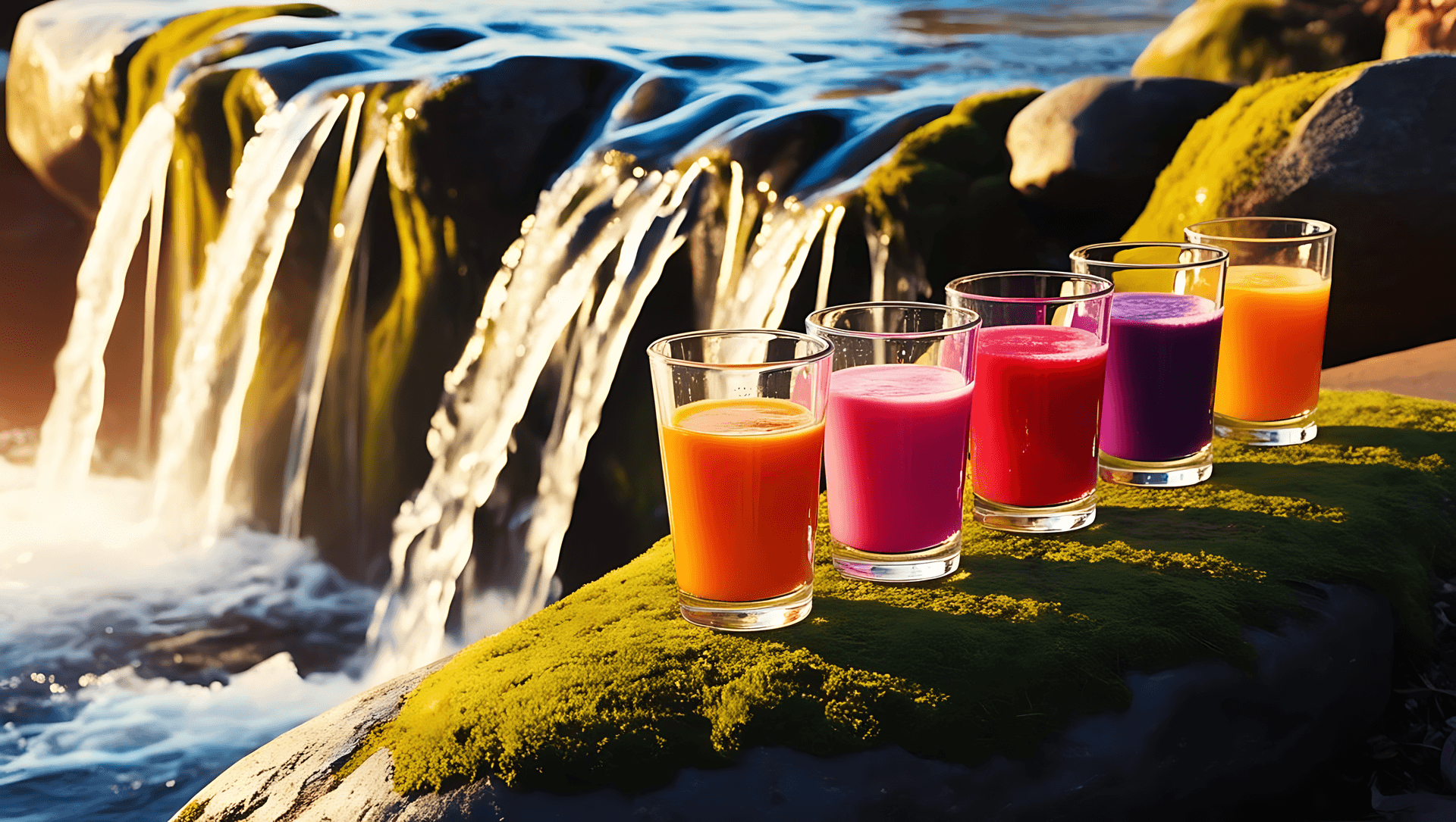 Şelale kenarında smoothieler Duvar Kağıdı