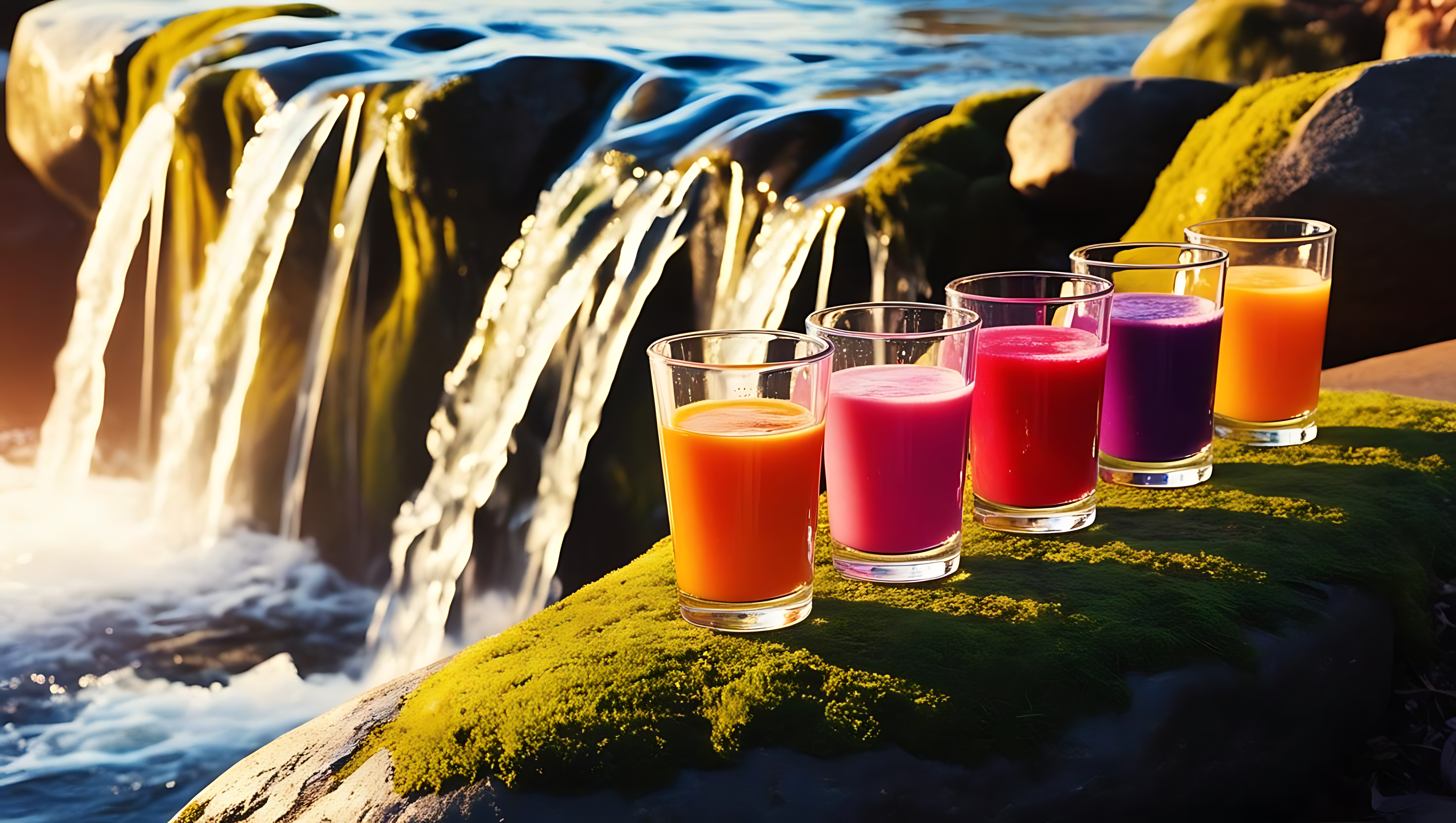 Şelale kenarında smoothieler Duvar Kağıdı