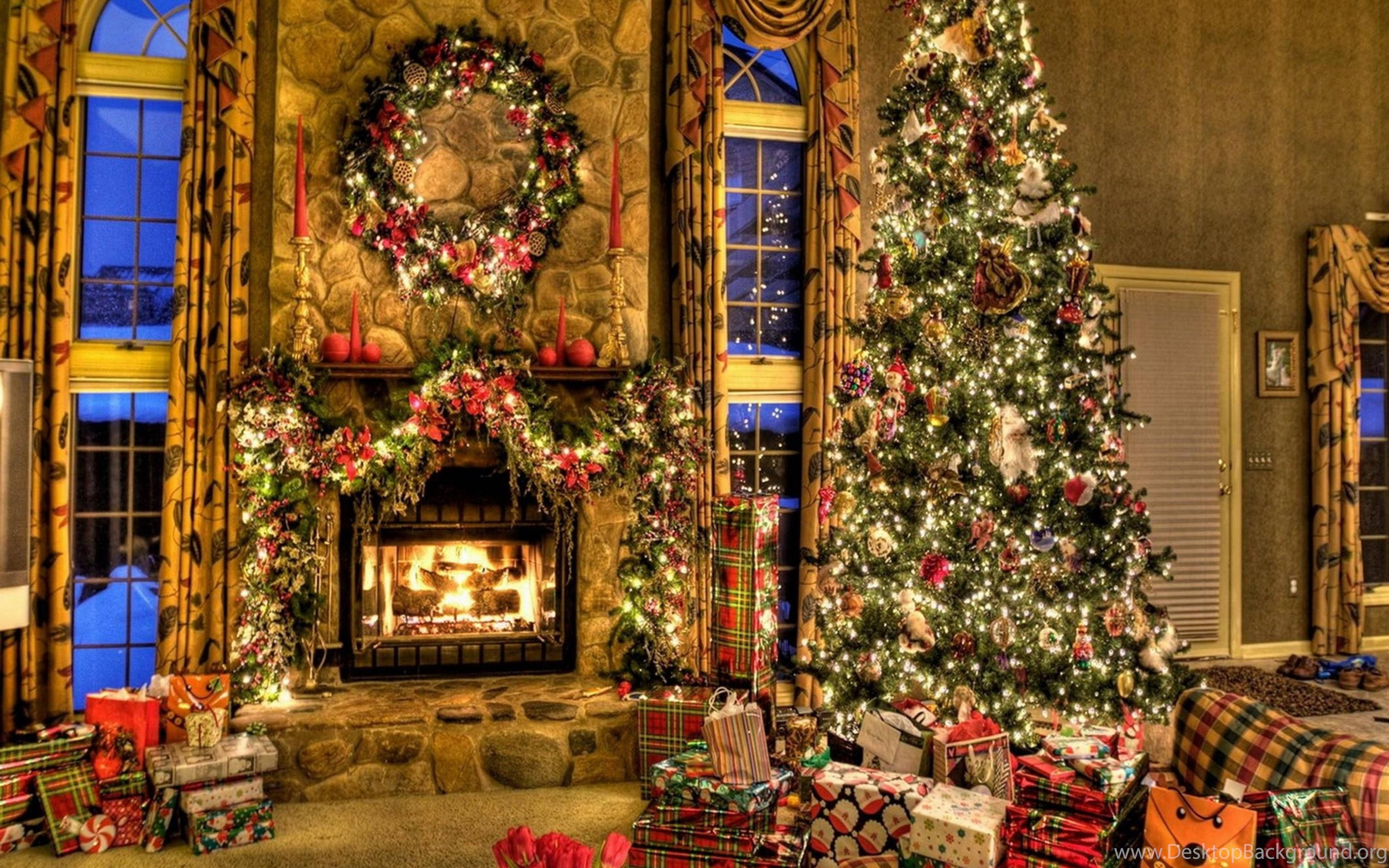 Şenlikli 4K Ultra-HD Noel İç Dekorasyon Stili Duvar Kağıdı