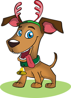 Şenlikli Köpek Karikatürü Ren Geyiği Boynuzları Duvar Kağıdı