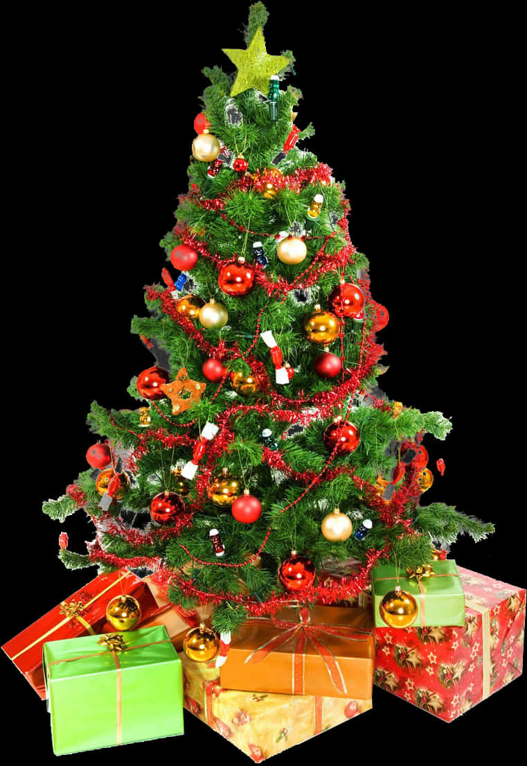 Şenlikli Noel Ağacı ve Hediyeler Duvar Kağıdı