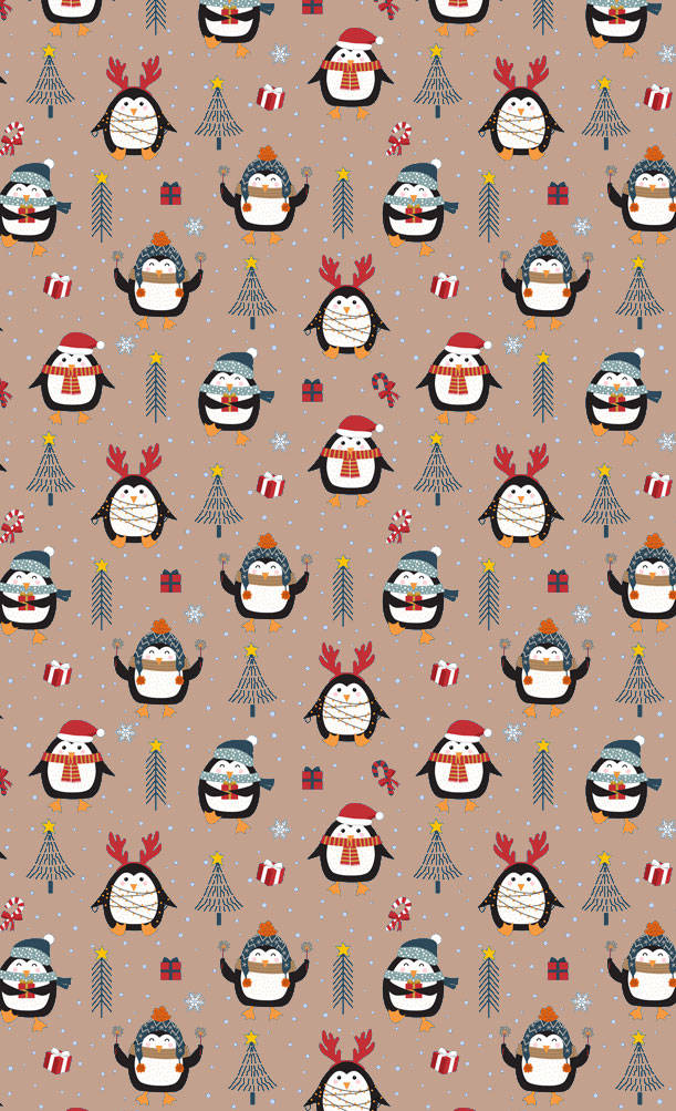 Şenlikli Penguenler Basit Bir Noel'i Kutluyor Duvar Kağıdı