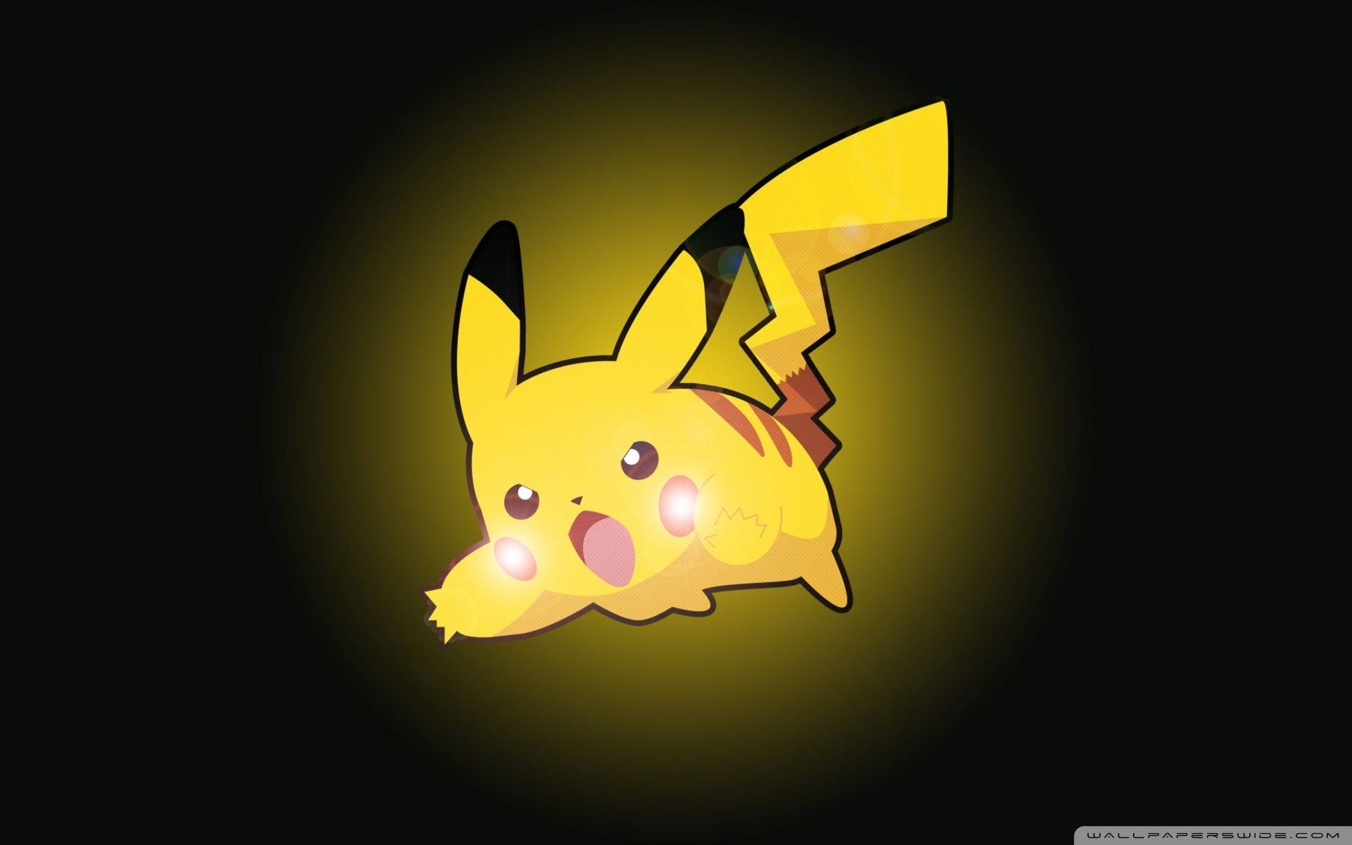 Siyah ve sarı arka planda kızgın ama sevimli Pikachu duvar kağıdı.