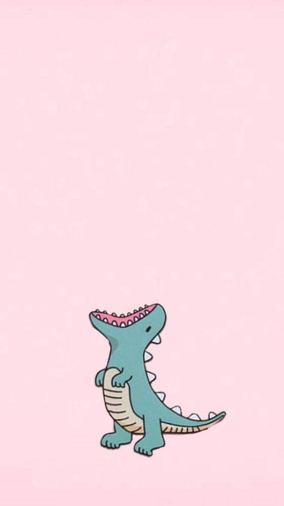 Sevimli Animé Dinozor Kükreyen iPhone Duvar Kağıdı
